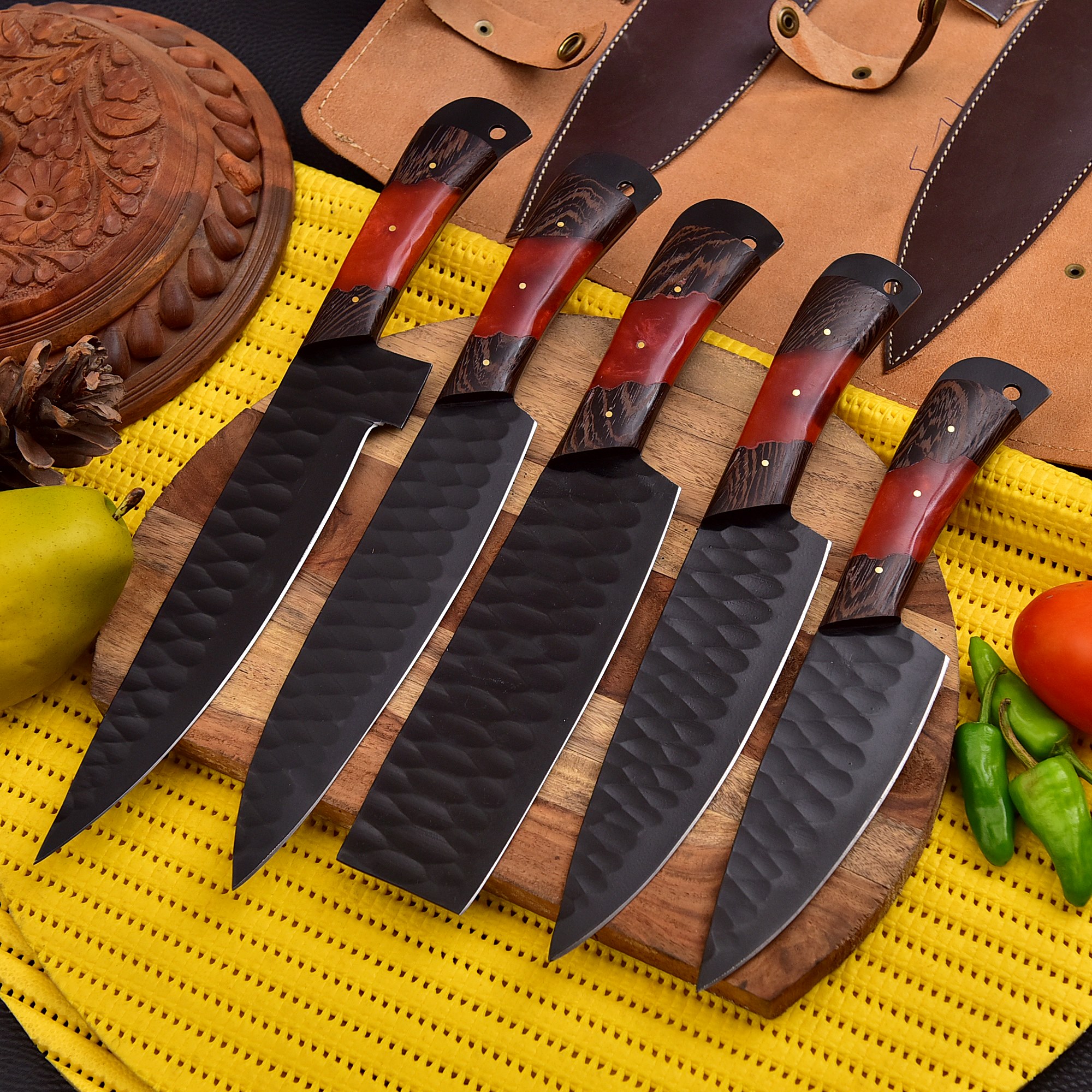 https://edcdamascus.com/wp-content/uploads/2023/04/chef-knife-set-red.jpg