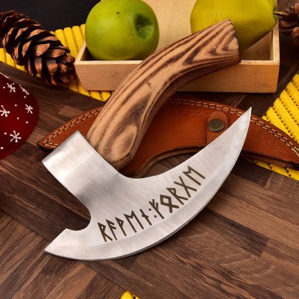 Carbon Steel Etched Pizza Cutter Axe