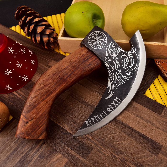 Carbon Steel Etched Pizza Cutter Axe Black