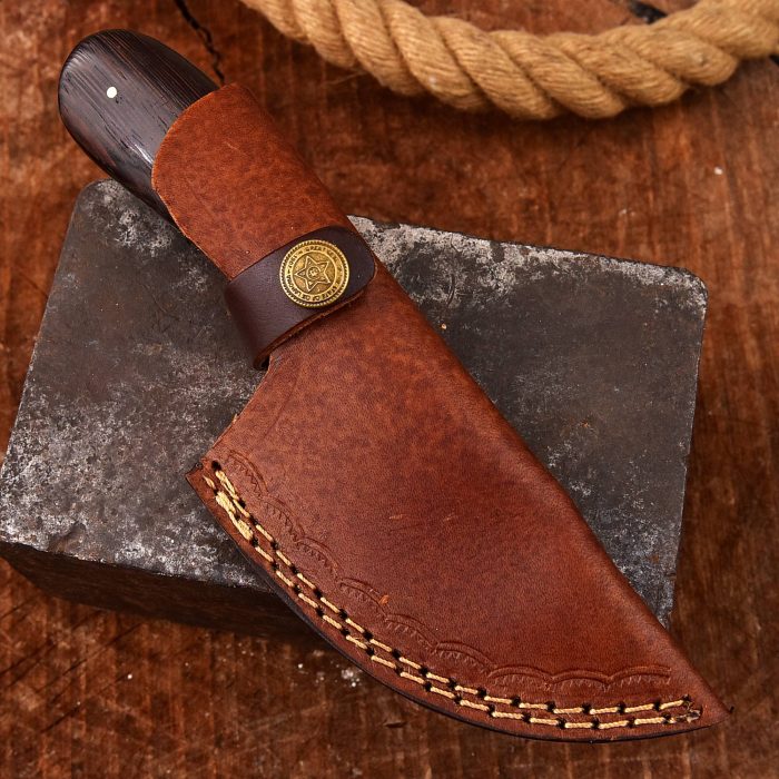 Damascus Steel Skinning knife Red Wood