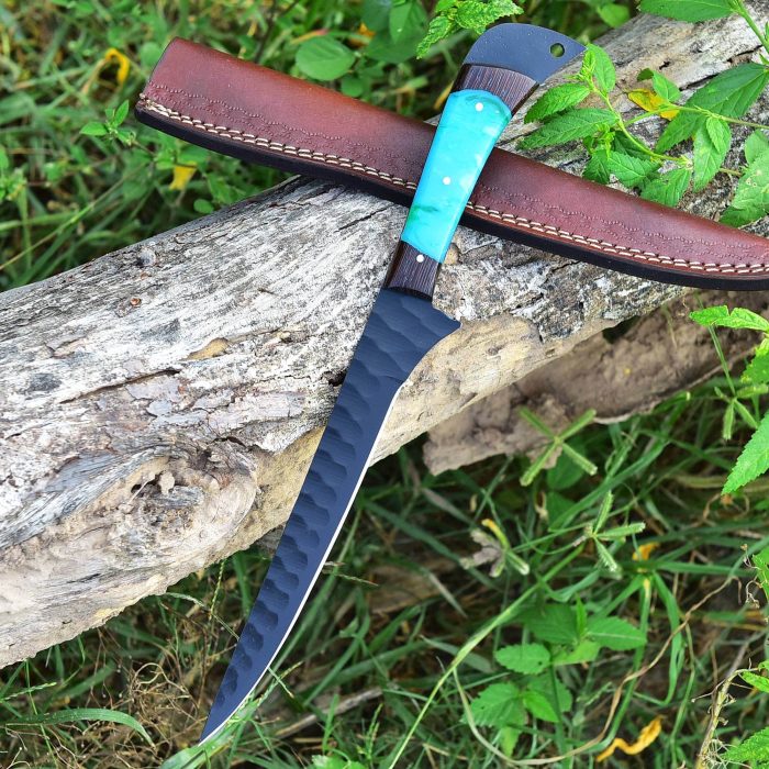 Damascus Steel Fillet Knife Sky Blue