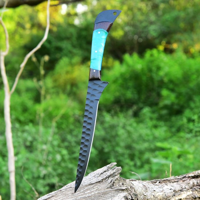 Damascus Steel Fillet Knife Sky Blue