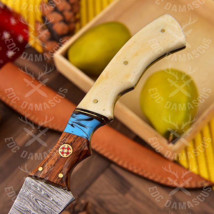 Damascus Steel Fillet Knife With Bone Handle