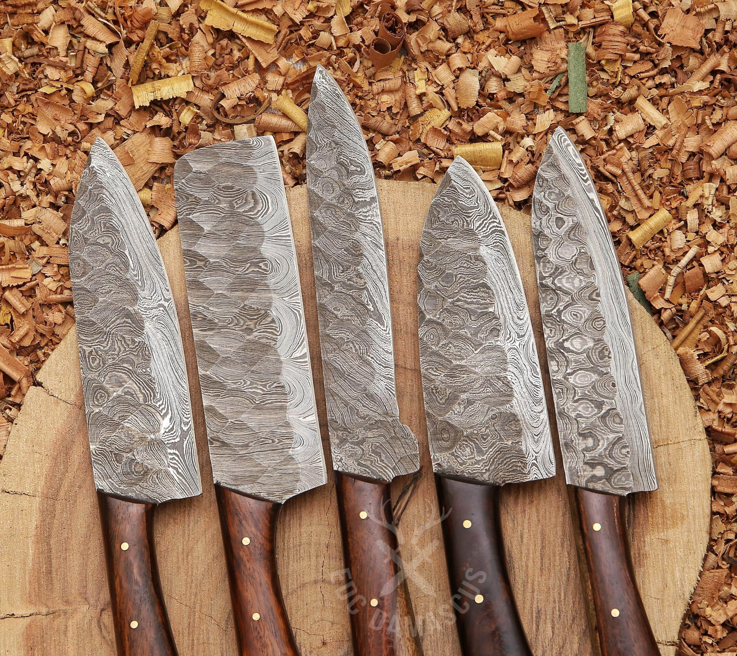 Hand Forged Damascus Steel Chef Knife Set Handle Rosewood